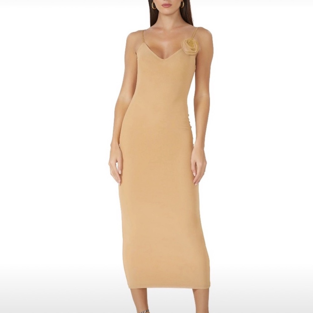 AFRM Amina Rosette Mesh Dress - Nude